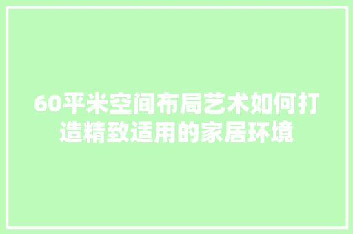 60平米空间布局艺术如何打造精致适用的家居环境