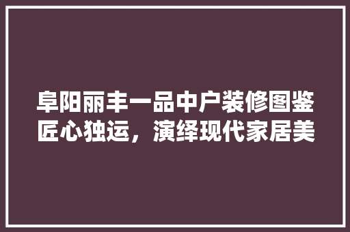 阜阳丽丰一品中户装修图鉴匠心独运，演绎现代家居美学