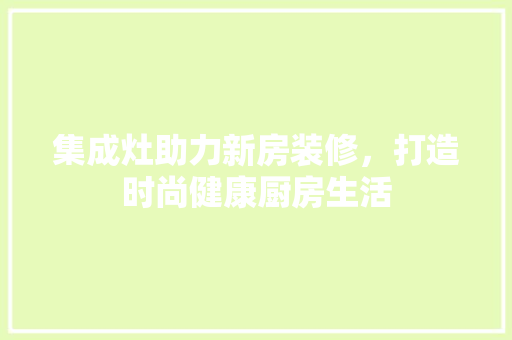 集成灶助力新房装修，打造时尚健康厨房生活