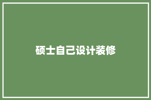 硕士自己设计装修