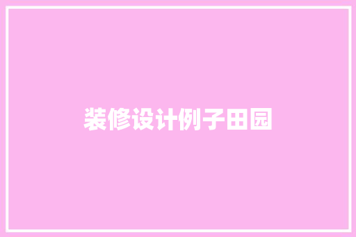装修设计例子田园
