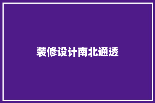 装修设计南北通透