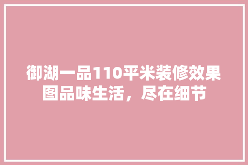 御湖一品110平米装修效果图品味生活，尽在细节
