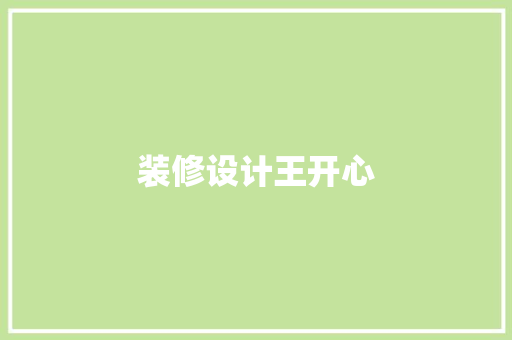装修设计王开心