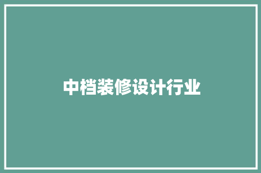 中档装修设计行业