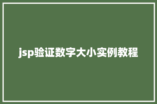 jsp验证数字大小实例教程  第1张