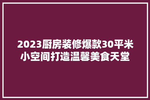 2023厨房装修爆款30平米小空间打造温馨美食天堂