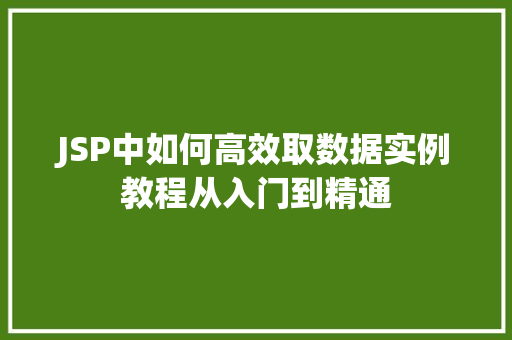 JSP中如何高效取数据实例教程从入门到精通