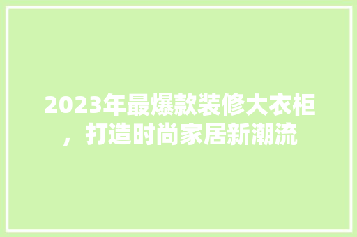 2023年最爆款装修大衣柜，打造时尚家居新潮流