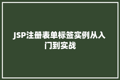 JSP注册表单标签实例从入门到实战