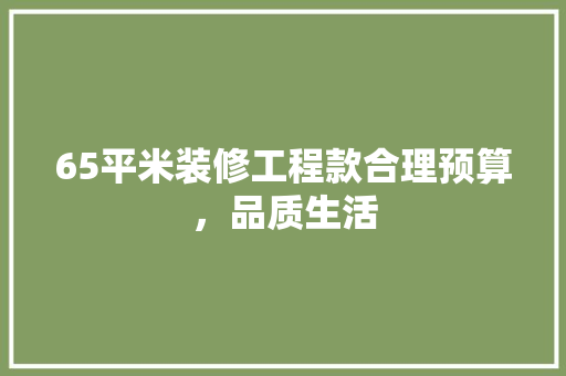65平米装修工程款合理预算，品质生活