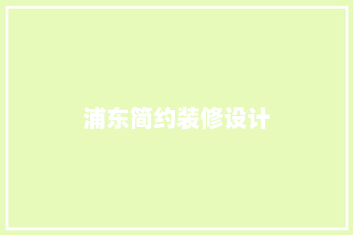 浦东简约装修设计