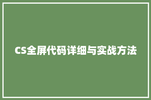 CS全屏代码详细与实战方法