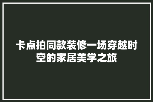 卡点拍同款装修一场穿越时空的家居美学之旅