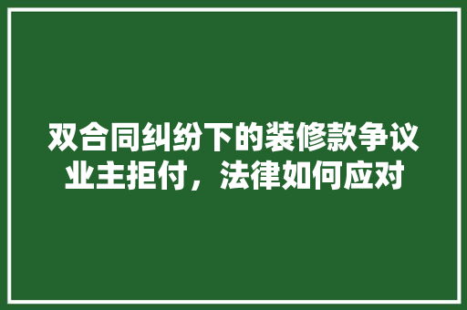 双合同纠纷下的装修款争议业主拒付，法律如何应对