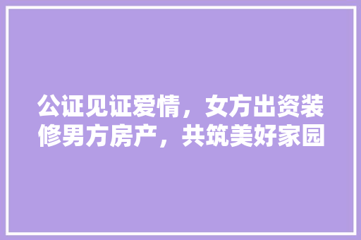 公证见证爱情，女方出资装修男方房产，共筑美好家园