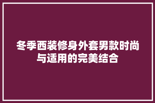 冬季西装修身外套男款时尚与适用的完美结合