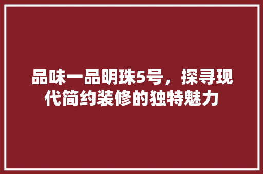 品味一品明珠5号，探寻现代简约装修的独特魅力