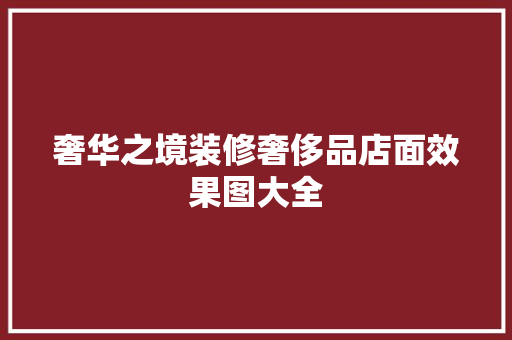 奢华之境装修奢侈品店面效果图大全
