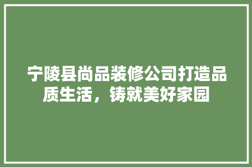 宁陵县尚品装修公司打造品质生活，铸就美好家园