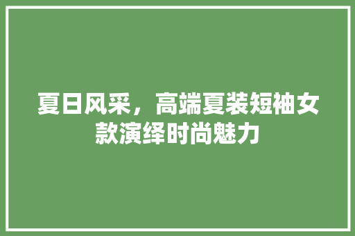 夏日风采，高端夏装短袖女款演绎时尚魅力