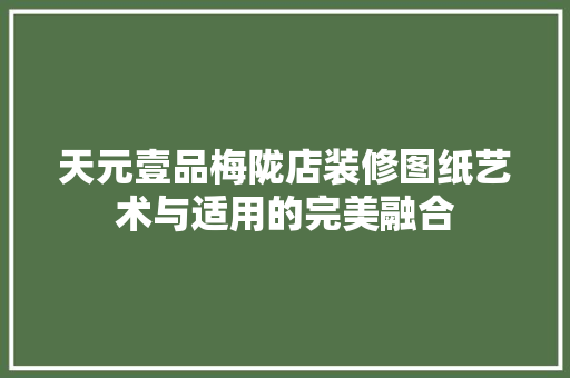 天元壹品梅陇店装修图纸艺术与适用的完美融合
