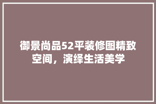 御景尚品52平装修图精致空间，演绎生活美学