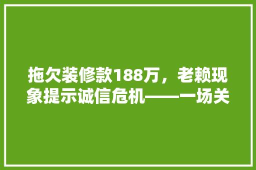 拖欠装修款188万，老赖现象提示诚信危机——一场关于诚信的详细剖析