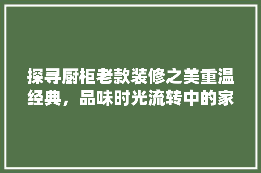 探寻厨柜老款装修之美重温经典，品味时光流转中的家居情怀
