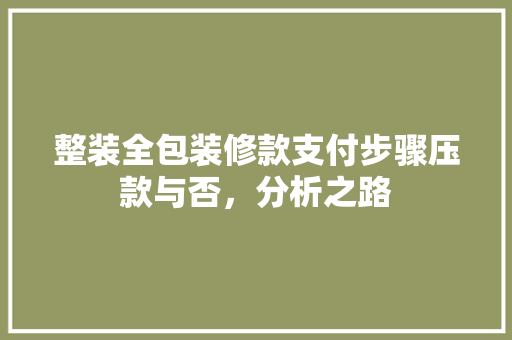 整装全包装修款支付步骤压款与否，分析之路