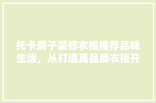 托卡房子装修衣柜推荐品味生活，从打造高品质衣柜开始