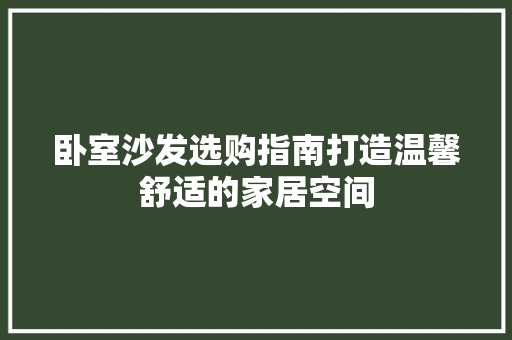 卧室沙发选购指南打造温馨舒适的家居空间