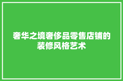 奢华之境奢侈品零售店铺的装修风格艺术