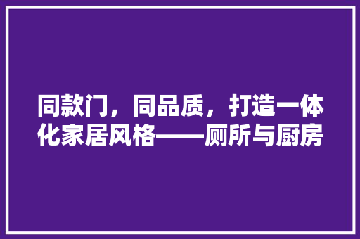 同款门，同品质，打造一体化家居风格——厕所与厨房装修新趋势