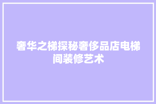奢华之梯探秘奢侈品店电梯间装修艺术