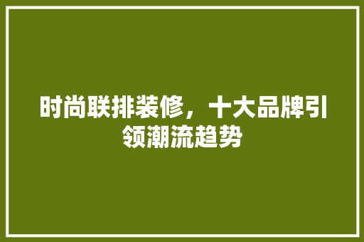 时尚联排装修，十大品牌引领潮流趋势