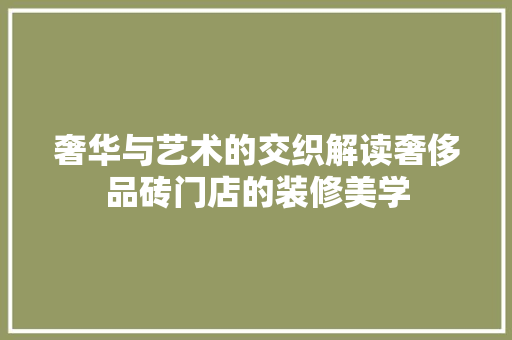 奢华与艺术的交织解读奢侈品砖门店的装修美学