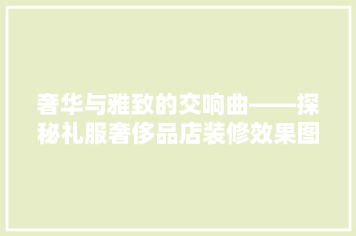 奢华与雅致的交响曲——探秘礼服奢侈品店装修效果图