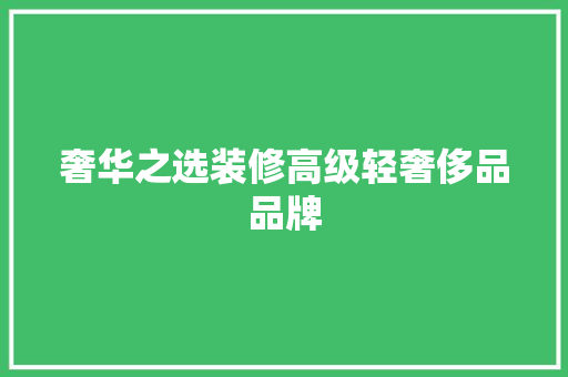 奢华之选装修高级轻奢侈品品牌