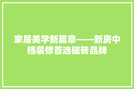 家居美学新篇章——新房中档装修首选磁砖品牌