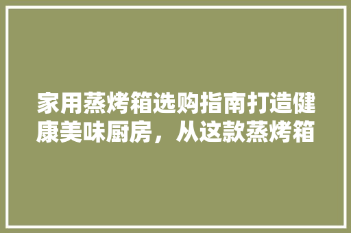 家用蒸烤箱选购指南打造健康美味厨房，从这款蒸烤箱开始
