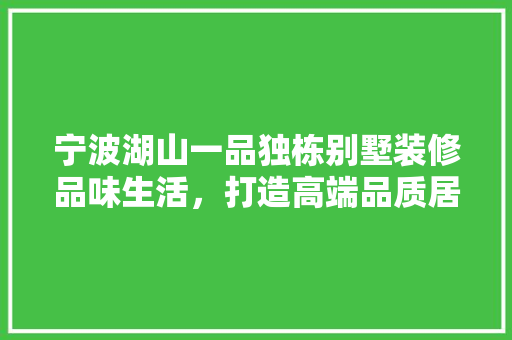 宁波湖山一品独栋别墅装修品味生活，打造高端品质居住空间