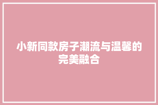 小新同款房子潮流与温馨的完美融合
