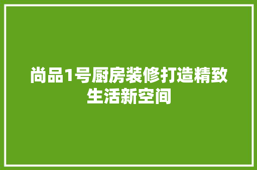 尚品1号厨房装修打造精致生活新空间