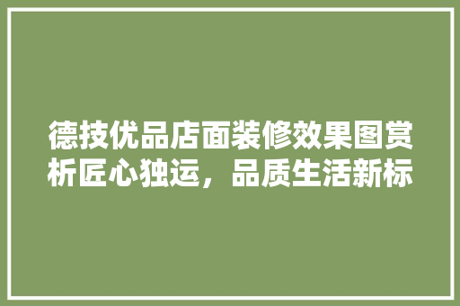 德技优品店面装修效果图赏析匠心独运，品质生活新标杆