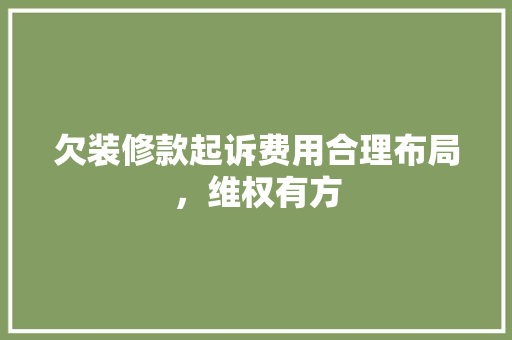 欠装修款起诉费用合理布局，维权有方