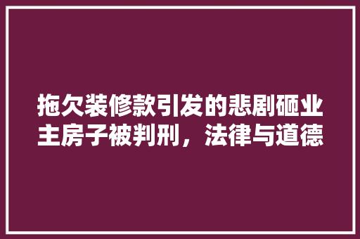 拖欠装修款引发的悲剧砸业主房子被判刑，法律与道德的双重拷问