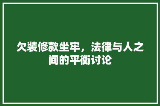 欠装修款坐牢，法律与人之间的平衡讨论