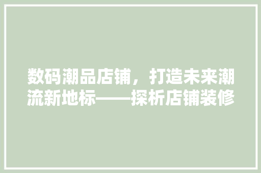 数码潮品店铺，打造未来潮流新地标——探析店铺装修设计效果图