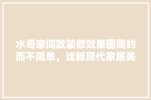 水哥家同款装修效果图简约而不简单，诠释现代家居美学